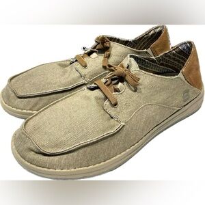 SKECHERS Relax Fit Melson-Planon Taupe Canvas Lace Up Shoes Loafers 11 210116